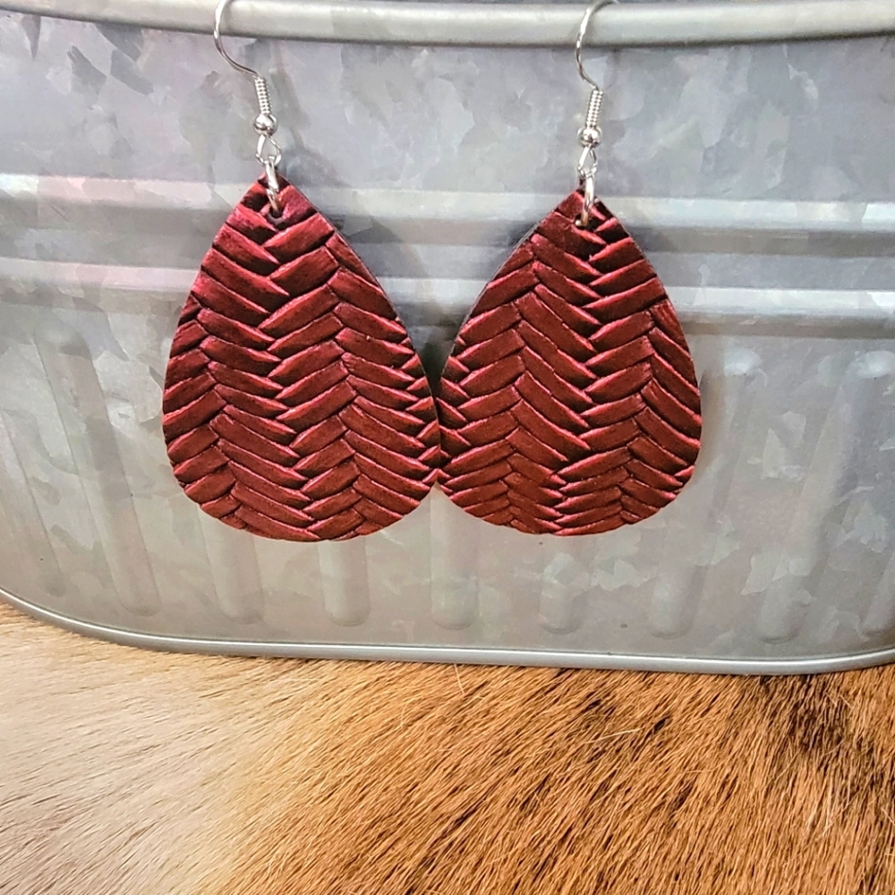 Faux leather teardrop earrings